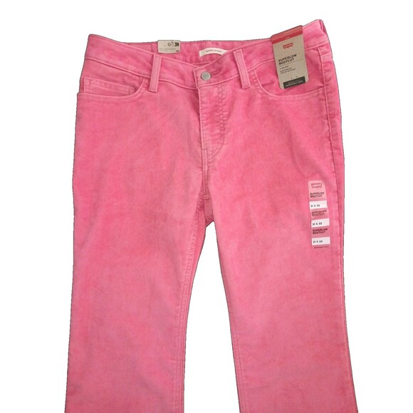 Levis Corduroy Pants Super Low Rise Bootcut Bright Pink 31 x 32 90's Y2K - Picture 2 of 9